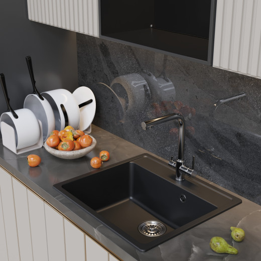 Мойка MIXLINE ML-GM15 ультра-черная (344)  560*500*180мм NEW (551922)