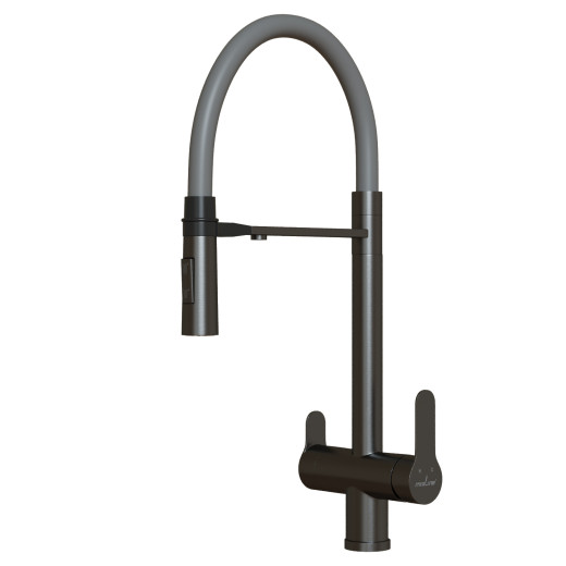 Смеситель для кухни 35k MIXLINE МЛНС-0401Г(MLSS-0401BL)сер.гиб.изл магнит,под.кфильтру,ЧЕРНЫЙ ГРАФИТ (556011)