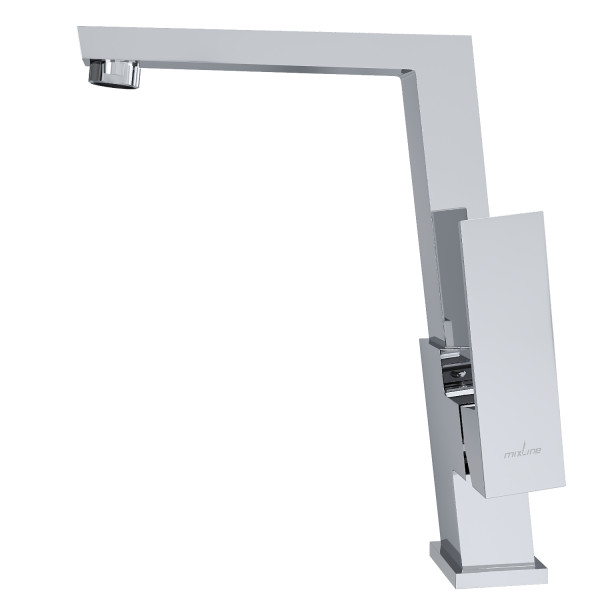 Смеситель для кухни 25k MIXLINE ML20-032 "Quadro" высокий излив боковая ручка (550737)