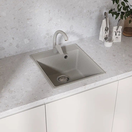 Мойкa MIXLINE МЛ-ГМУ02 (ML-GMU02) УЛЬТРА прямоугольная, серый камень, 425*485 мм (глуб. чаши 175) (556715)