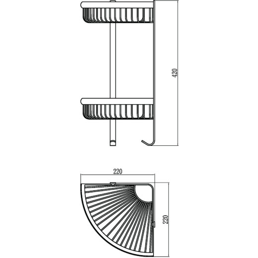 Полка решетка угловая двойная Savol S-L5854-2