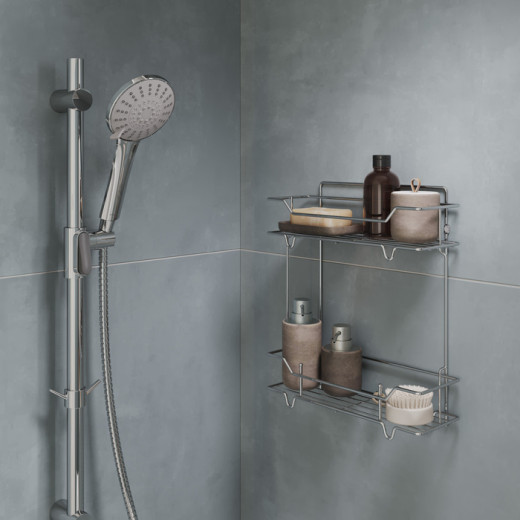 Полка двухъярусная прямая Milardo Grid проволока стальная, хром (GRICS2CM44)