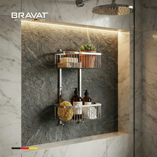 Полка двойная для ванной комнаты BRAVAT (D71002CP-SW)