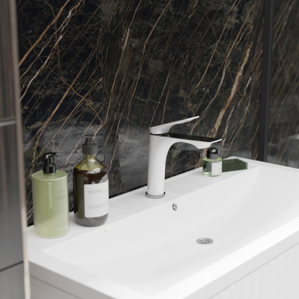 Смеситель для раковины MIXLINE ML41-04 "Swan White" 30k белый/хром (553908)