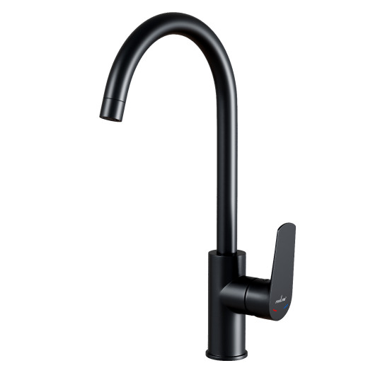 Смеситель для кухни 35k MIXLINE МЛ14-032(ML14-032BL)выс.излив б/отв бок.п/гайку ЧЕРНЫЙ(без подводки) (556615)