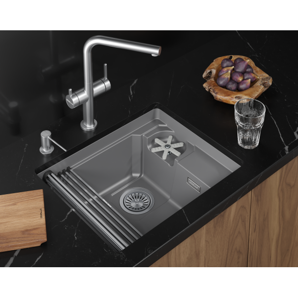 Кухонная мойка GRANULA KITCHEN SPACE RINZER кварц (5505RU, АЛЮМИНИУМ)