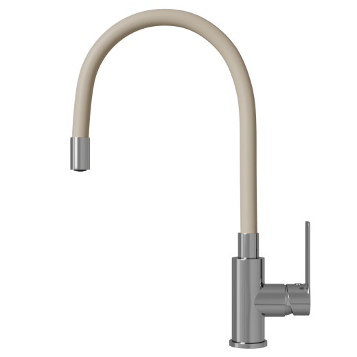 Смеситель для кухни 35к MIXLINE МЛ35-095(ML35-095) гибкий излив, б/отв, боковая, бежевый (556591)