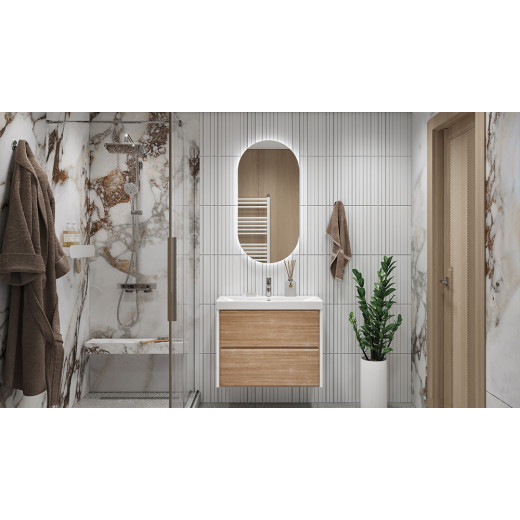 Тумба подвесная Velvex Gesso 80.2Y белый/дуб сонома под раковину 9696-80 (tp.GES.9696.80.2Y белый матовый/дуб сонома)