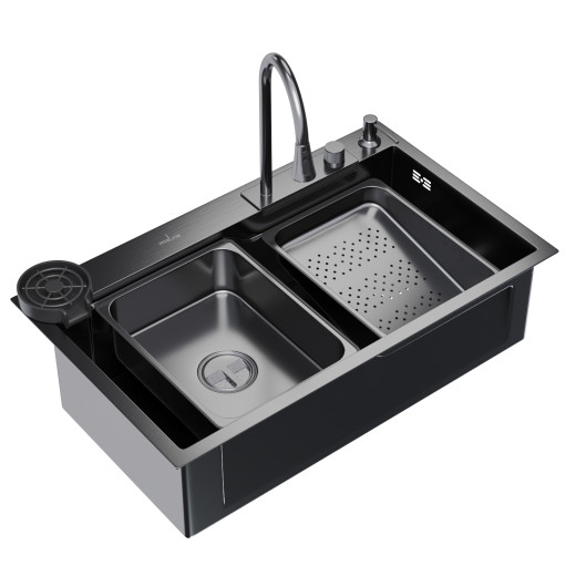 Кухонная мойка 75х46  вып 3 1/2  MIXLINE PRO 21,5см с сиф.ч.граф+доз+смесит+кол+д/р+о/с (552104)