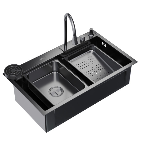 Кухонная мойка 75х46 вып 3 1/2 MIXLINE PRO 21,5см с сиф.ч.граф+доз+смесит+кол+д/р+о/с (552104)