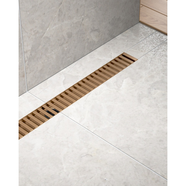 Душевой лоток TIMO Drain System 800 с вставкой "lines", розовое золото (DS230108/19)
