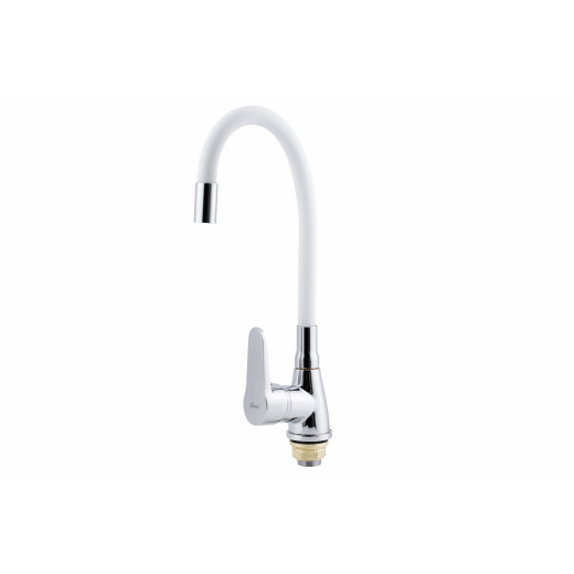 Смеситель для кухни FAUZT FZs-822-W101 гибкий излив тип См-МОЦБА Белый