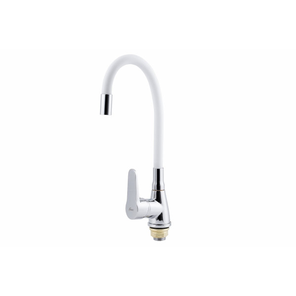 Смеситель для кухни FAUZT FZs-822-W101 гибкий излив тип См-МОЦБА Белый