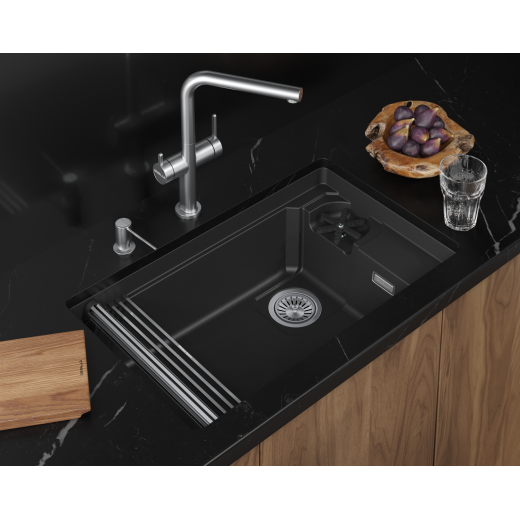 Кухонная мойка GRANULA KITCHEN SPACE RINZER кварц (7309RU, ЧЕРНЫЙ)