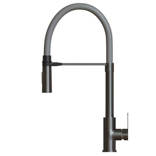 Смеситель для кухни 35k MIXLINE МЛНС-0402Г/MLSS-0402BL сер.гиб. излив магнит,п/гайку ЧЕРНЫЙ ГРАФИТ (556019)