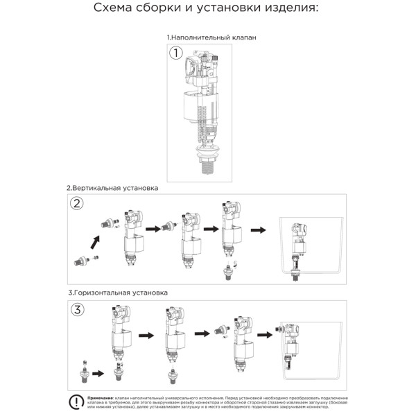 Арматура к смыв. бачку WAVE Варм.02 (WArm.02), хром кнопка (зал.клапан, унив., бок./нижн. подкл.1/2) (557749)
