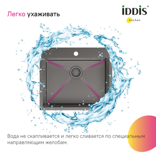 Мойка IDDIS Haze нерж. сталь, графит, 590*510 (HAZ59GMi77)