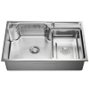 Мойка настол.монтаж MIXLINE ПРО 75х48 (1,0) вып 3 1/2" с ФАСКОЙ 21,5см с сиф.(сатин дек)+доз+кол+корз (558470)