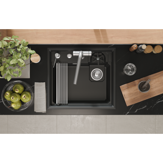Кухонная мойка GRANULA KITCHEN SPACE RINZER кварц (5807R, ЧЕРНЫЙ)