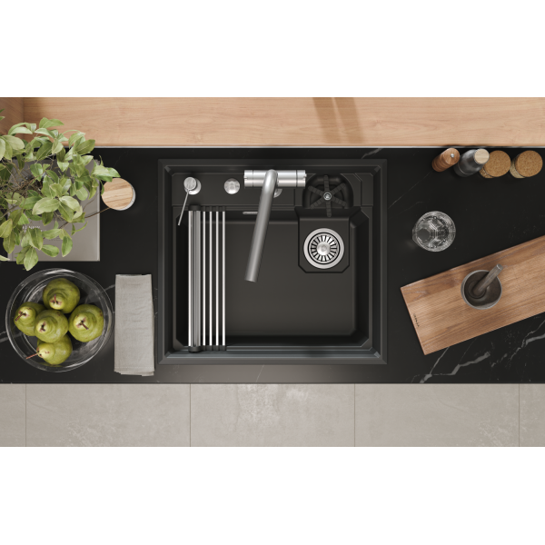 Кухонная мойка GRANULA KITCHEN SPACE RINZER кварц (5807R, ЧЕРНЫЙ)