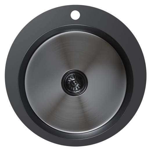 Мойка MIXLINE PRO настол.монтаж D50 (3,0) вып 3 1/2 круглая 20см с сифоном (черный графит) (554770)
