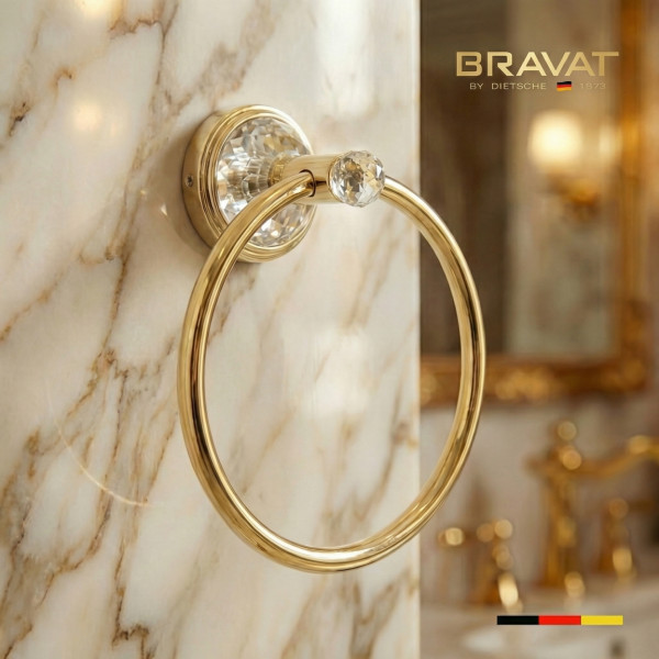 Кольцо для полотенец золото с кристаллами Swarovski BRAVAT (D7286G-SW)