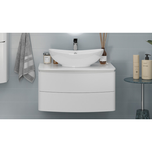 Тумба Velvex Luna 800-0-2 со столешницей навесная белый под раковину 7027A (tp.LUN.80.2Y)