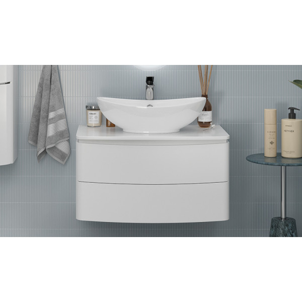 Тумба Velvex Luna 800-0-2 со столешницей навесная белый под раковину 7027A (tp.LUN.80.2Y)