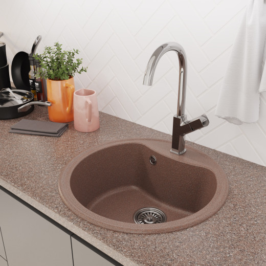 Мойкa MIXLINE ML-GM09 круглая  терракотовая (307) 510 мм (глуб. чаши 190) NEW (551794)