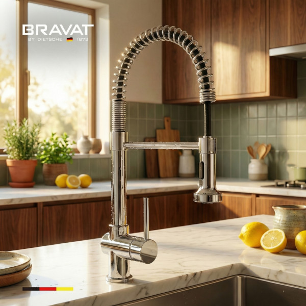 Смеситель для кухни с гибким изливом цвет хром BRAVAT (F7801932CP-SW)