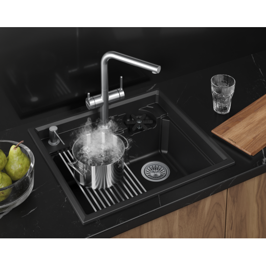 Кухонная мойка GRANULA KITCHEN SPACE RINZER кварц (5807R, ШВАРЦ)