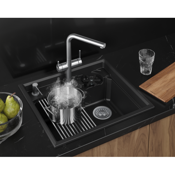 Кухонная мойка GRANULA KITCHEN SPACE RINZER кварц (5807R, ШВАРЦ)