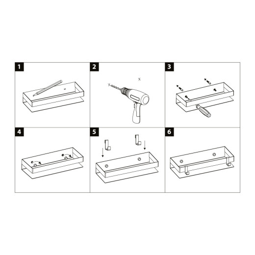 Полка для душа прямая Lemark SHELF LINE 400 мм из нерж. стали с крючками, хром (9771052)