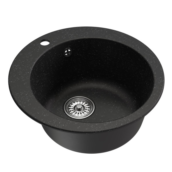 Мойкa MIXLINE ML-GM13 круглая черная (308) 495мм (глуб. чаши 200) NEW (551890)