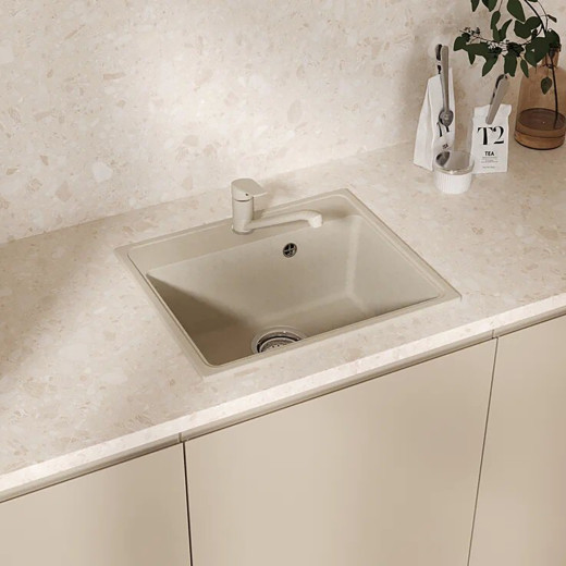 Мойкa MIXLINE МЛ-ГМУ03 (ML-GMU03) УЛЬТРА прямоугольная, бежевый камень, 490*420 мм (глуб. чаши 170) (556718)