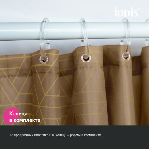 Штора для ванной IDDIS Base 200x240 см, Полиэстер, коричневый (BG04P24i11)