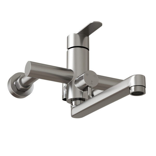 Душевая система MIXLINE MLSS32-06 "Stainless" (смеситель 35К с изл+лейка 3поз.+душ.шланг+тропич.душ.) нерж. (553215)