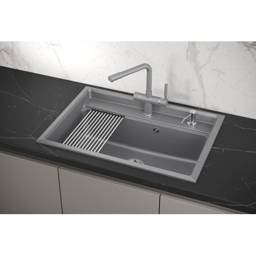 Кухонная мойка GRANULA Kitchen Space (7301, АЛЮМИНИУМ)