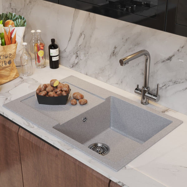 Мойка MIXLINE ML-GM31 с крылом серая (310) 770*500*190мм NEW (552191)