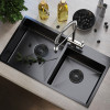Мойка настол.монтаж 72х40 (3,0) 2-х ЧАШЕВАЯ вып 3 1/2 MIXLINE PRO 22см с сифоном (черный графит) (547241)
