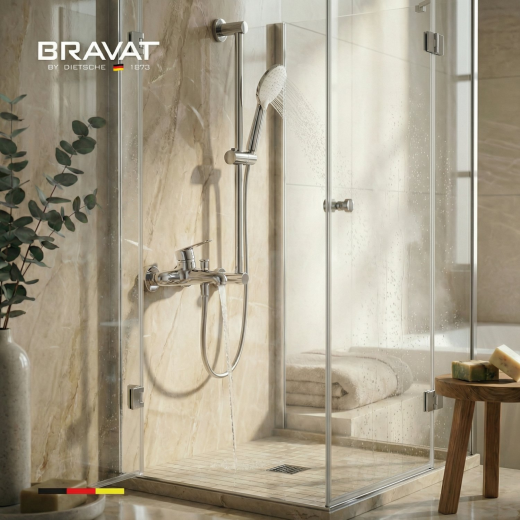 Настенный смеситель для ванны и душа BRAVAT (F6810941CP-B-SW)
