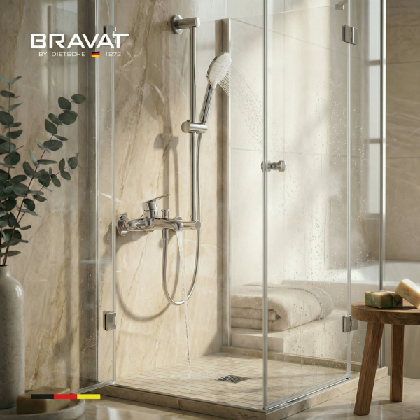 Настенный смеситель для ванны и душа BRAVAT (F6810941CP-B-SW)