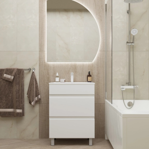 Тумба для ванной MIXLINE "БРИКС-60" 2 ящика под раковину "Breeze 60" мебельный (Sanita Luxe) (ПВХ) (555634)