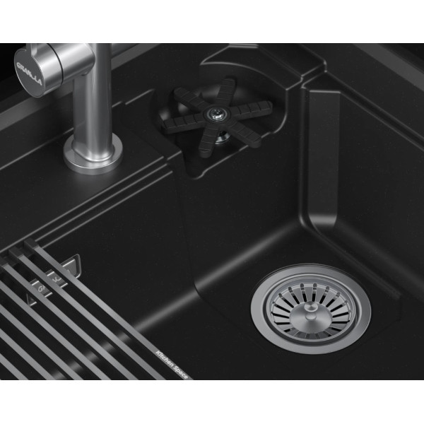 Кухонная мойка GRANULA KITCHEN SPACE RINZER кварц (7308R, ШВАРЦ)