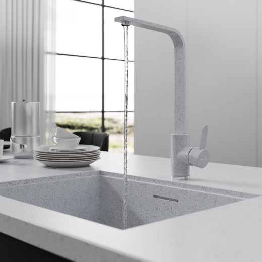 Смеситель для кухни MIXLINE ML-GS14 35к (310) серый высок. излив (550681)