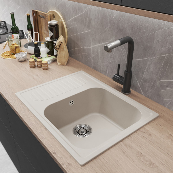 Мойка MIXLINE ML-GM18 с крылом белая (331) 640*490*190мм NEW (551974)