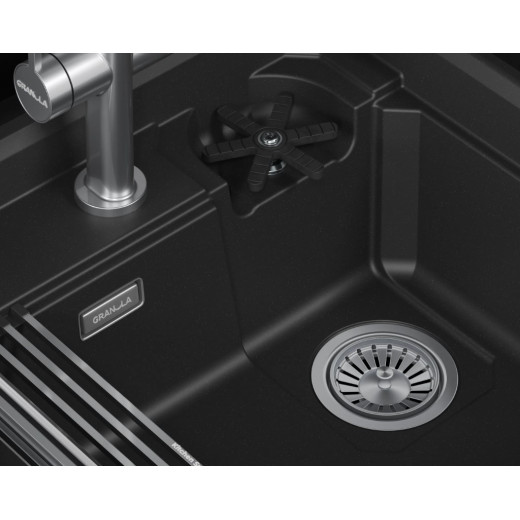 Кухонная мойка GRANULA KITCHEN SPACE RINZER кварц (5807R, ЧЕРНЫЙ)