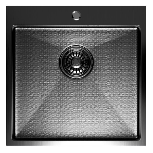 Кухонная мойка 50х50 вып 3 1/2 MIXLINE PRO 20см с сифоном черный графит НАНО (552931)