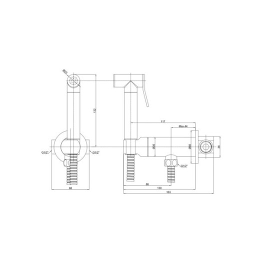 AGATA AL-877-05 чёрный. Гигиенический душ с прогрессивным смесителем