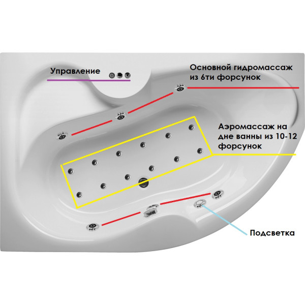 Ванна акриловая Vayer Azalia L 160x105